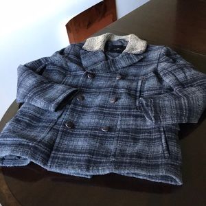 Cole Haan Gray plaids Men’s medium wool pea coat